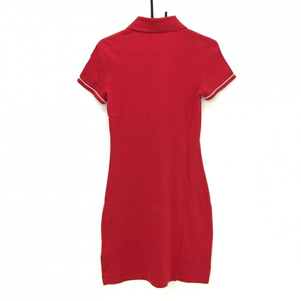 【美品】トミーヒルフィガー 半袖スキッパーワンピース レッド×白 ロゴ刺しゅう レディース S/P ゴルフウェア Tommy Hilfiger Golf