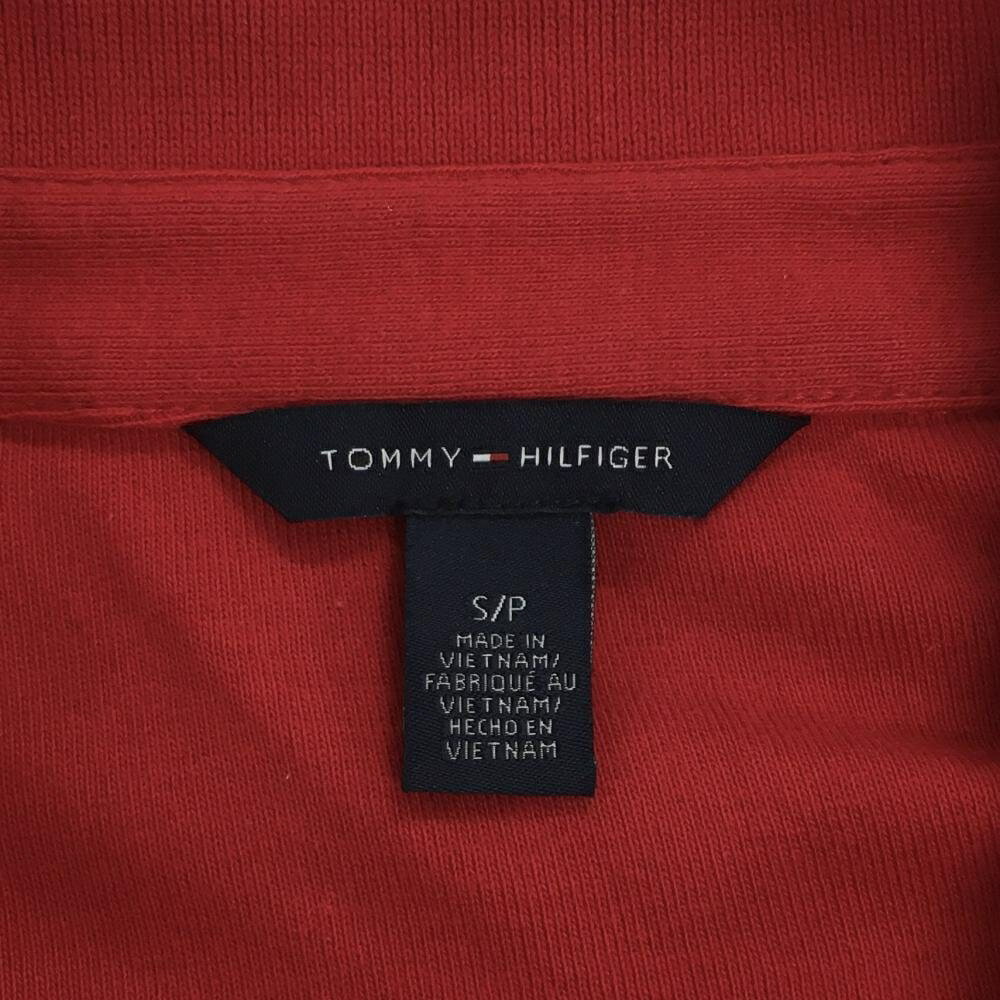 【美品】トミーヒルフィガー 半袖スキッパーワンピース レッド×白 ロゴ刺しゅう レ...