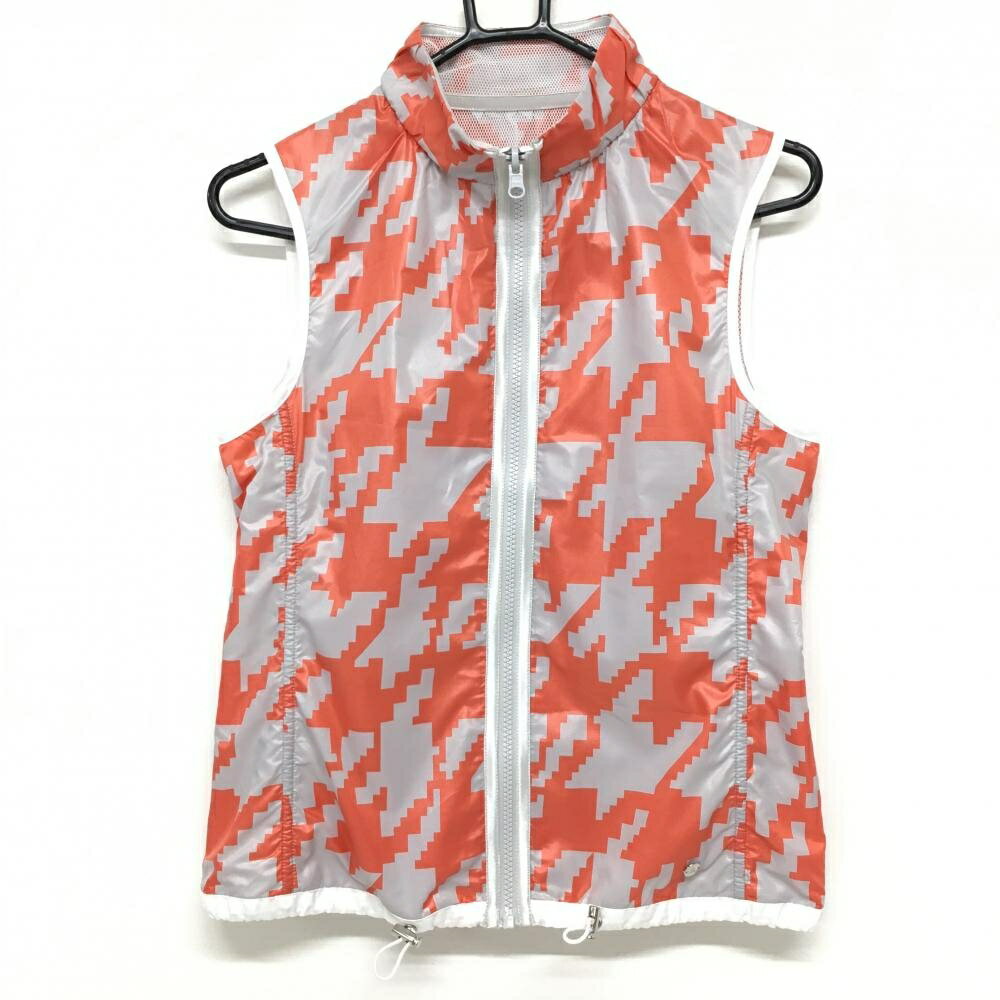 【超美品】ランバンスポール リバーシブルベスト オレンジ×ライトグレー 片面メッシュ レディース 38(M) ゴルフウェア LANVIN SPORT
