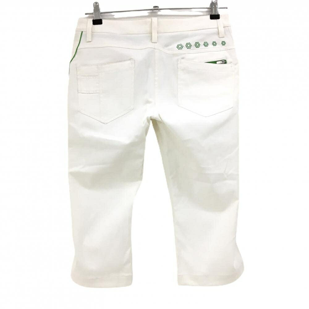 プーマ 半端丈パンツ 白×グリーン ティー装着可 レディース M ゴルフウェア PUMA