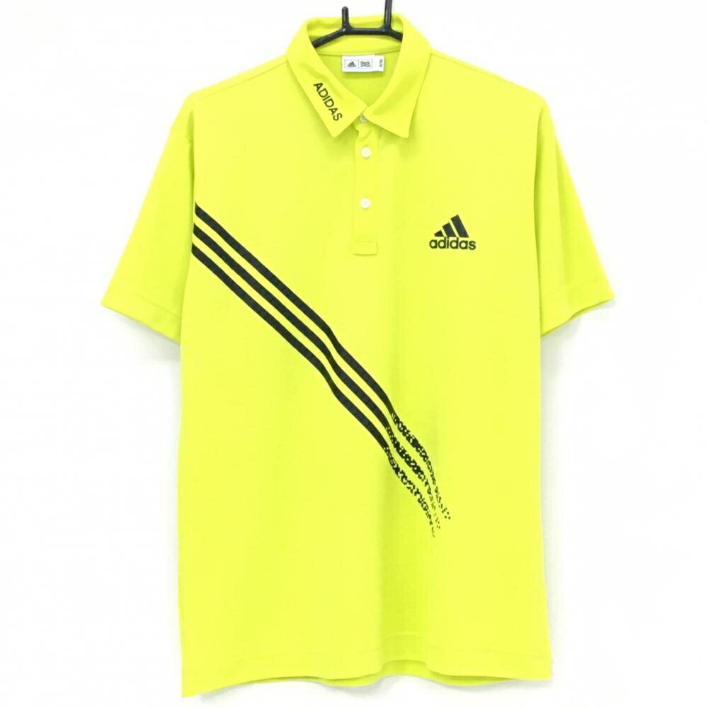 Other - 【美品】アディダス 半袖ポロシャツ グリーンイエロー 斜め3ライン メンズ O/XG ゴルフウェア adidas