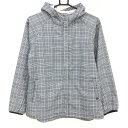 【超美品】コルウィン ジップパーカー 白×ネイビー チェック柄 バックロゴ フード固定可 レディース L ゴルフウェア Kolwin