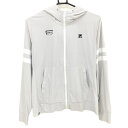 フィラゴルフ メッシュパーカー ライトグレー×白 袖2ライン ロゴ刺しゅう レディース L ゴルフウェア FILA GOLF