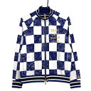 【超美品】ラッセルノ ジャケット ブルー×白 ブロックチェック×ペイズリー ルチャマスク レディース 2(L) ゴルフウェア RUSSELUNO