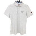 【美品】キャロウェイ レッドレーベル 半袖ポロシャツ 白×ライトグレー 小花柄 メンズ L ゴルフウェア Callaway