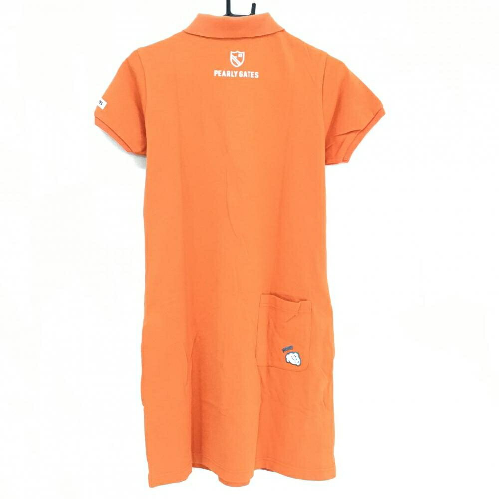 パーリーゲイツ 半袖ポロワンピース オレンジ 雲ワッペン 襟裏なみなみライン レディース 1(M) ゴルフウェア PEARLY GATES