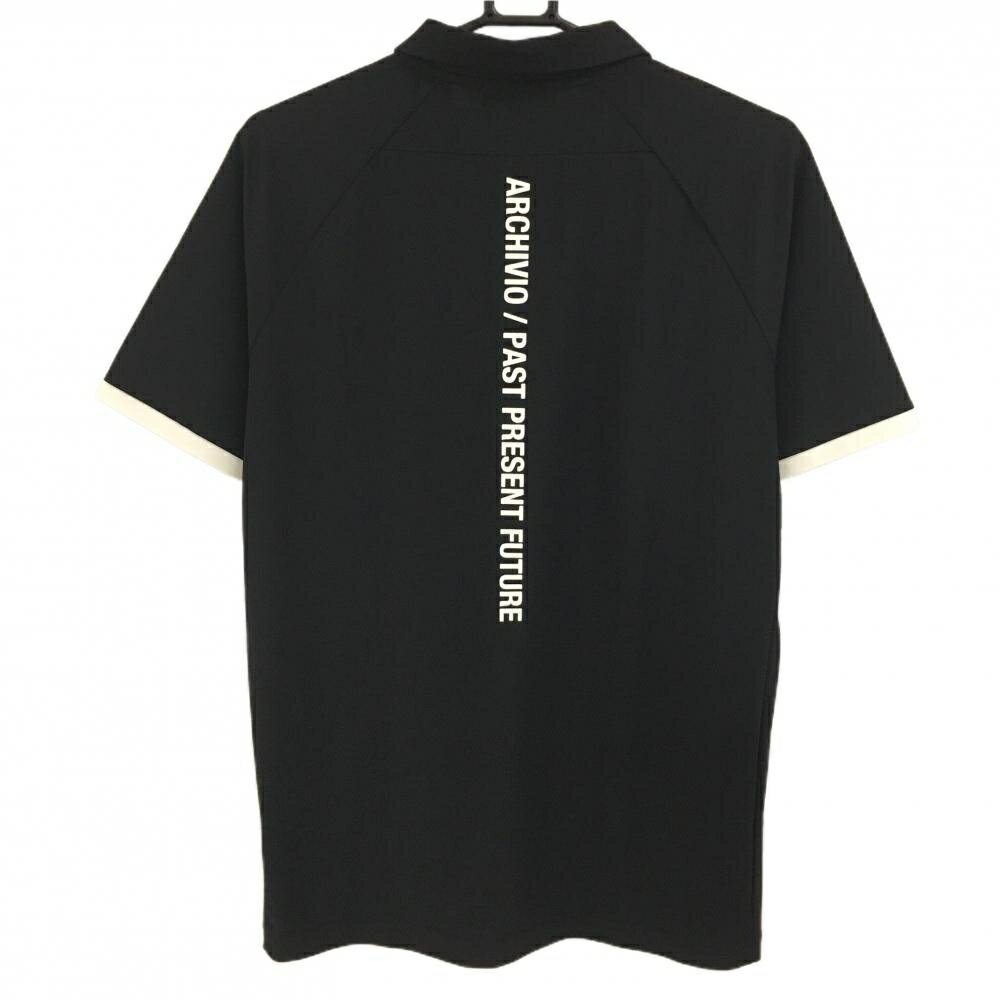 【超美品】アルチビオ 半袖ポロシャツ 黒×白 背ロゴ ハーフジップ メンズ 48(L) ゴルフウェア 2023年モデル archivio