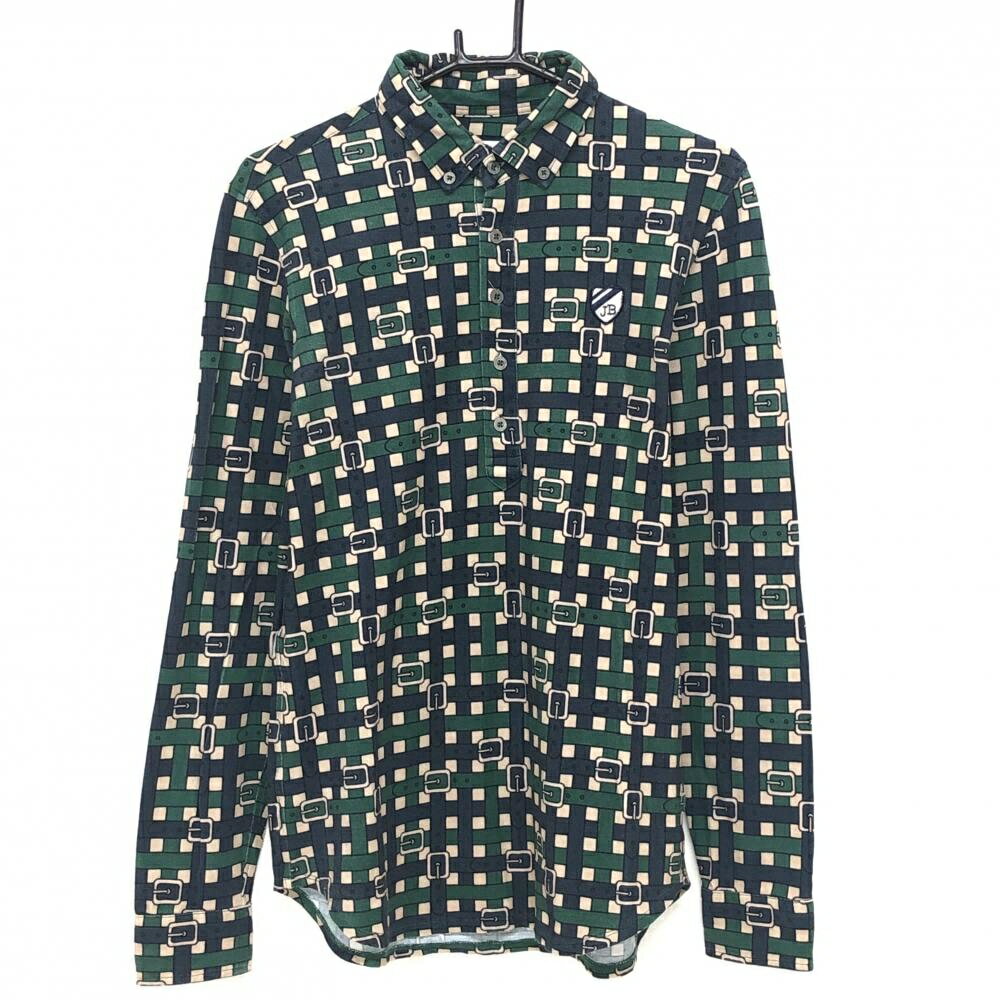 TAKEO KIKUCHI SPORT - ジャックバニー 長袖ポロシャツ グリーン×ネイビー ベルト柄 メンズ 5(L) ゴルフウェア Jack Bunny