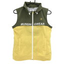 【超美品】マンシングウェア アウターベスト イエロー×カーキ バイカラー 裏メッシュ レディース S ゴルフウェア Munsingwear