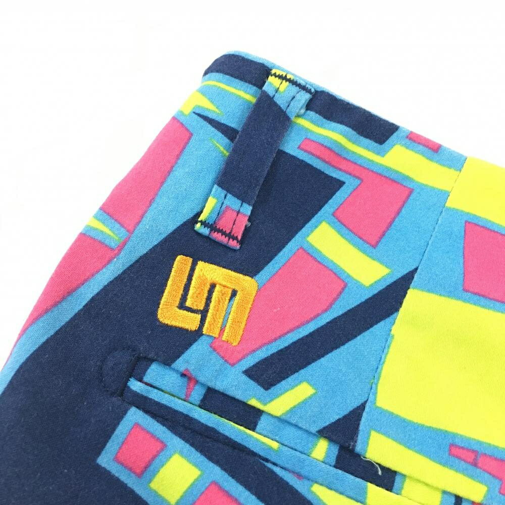 ラウドマウス パンツ ネイビー×ライトグリーン ティキバーブルー柄 バックロゴ メンズ M ゴルフウェア LOUDMOUTH