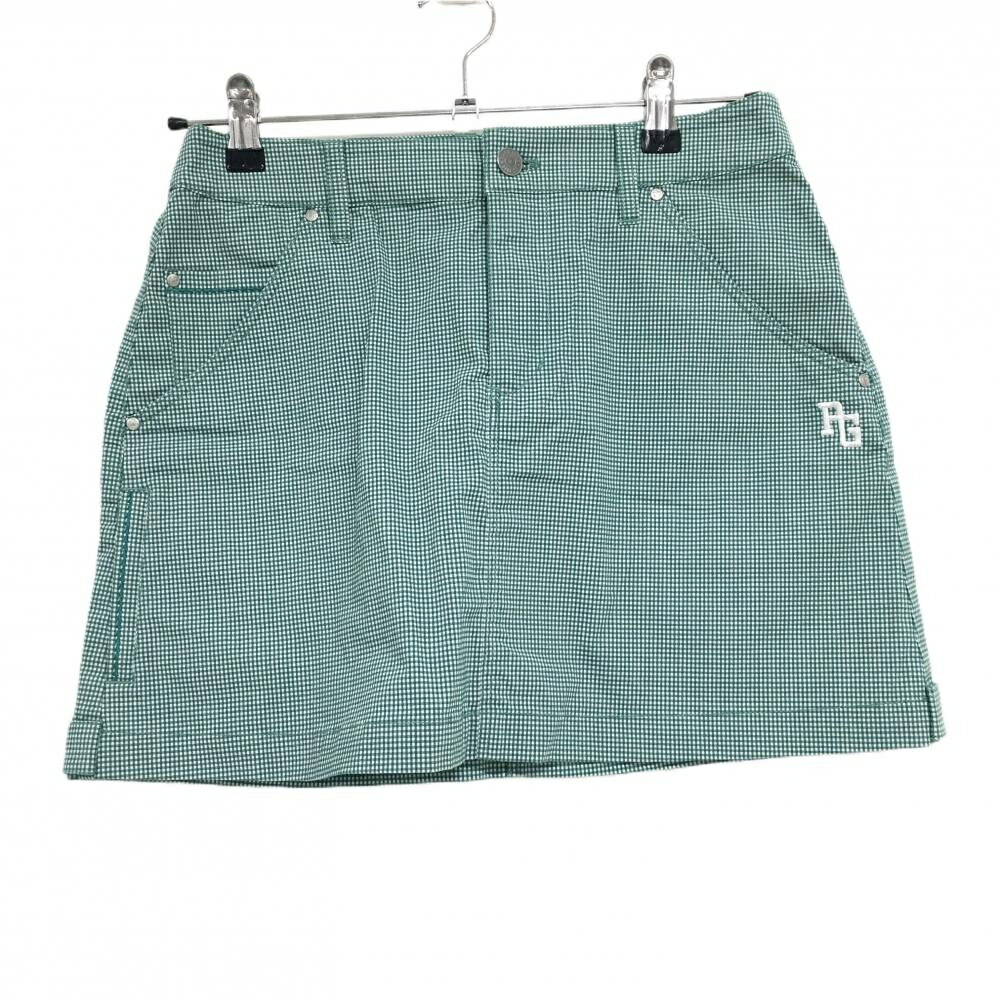 【美品】パーリーゲイツ スカート グリーン×白 チェック ストレッチ レディース 0(S) ゴルフウェア PEA..