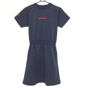 【美品】ビームスゴルフ 半袖ハイネックワンピース ネイビー ロゴレッド レディース M ゴルフウェア BEAMS GOLF