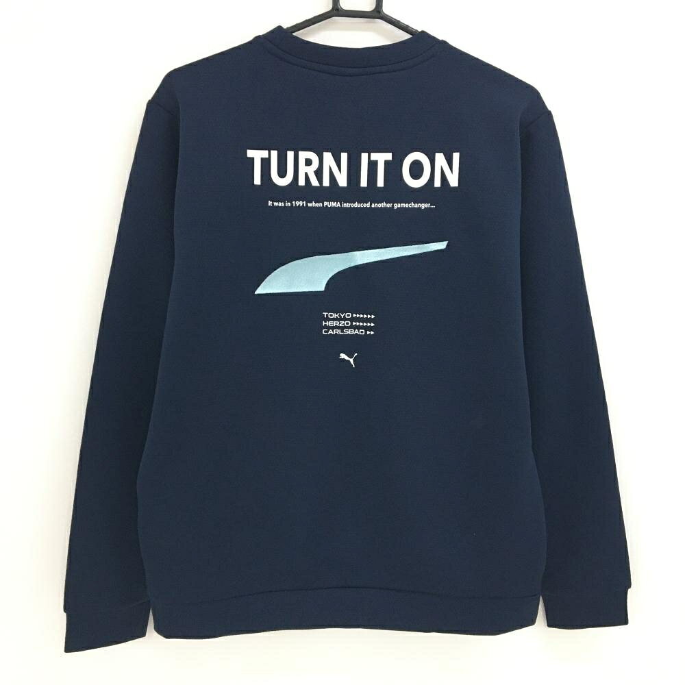 【超美品】プーマ トレーナー ネイビー 後ビックプリント メンズ M ゴルフウェア 2023年モデル PUMA