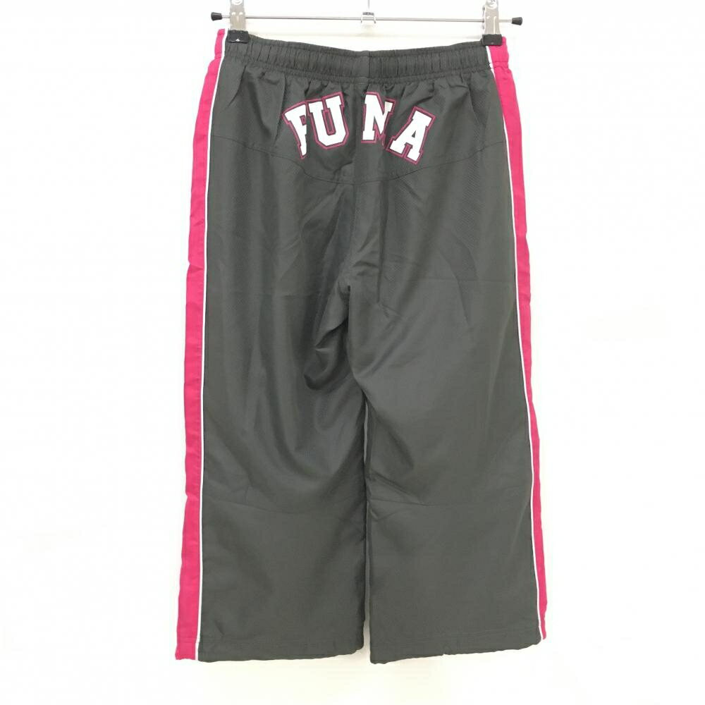 【超美品】プーマ 半端丈ナイロンパンツ ダークグレー×ピンク サイドライン 裏地メッシュ ウエストゴム レディース M ゴルフウェア PUMA