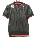 【美品】ルコックゴルフ 半袖ブルゾン 黒×ピンク 肩ジップ 裏地メッシュ レディース M ゴルフウェア le coq sportif