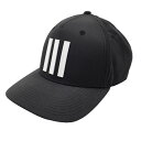 【美品】アディダス キャップ 黒×白 3ライン OSFX(57-60cm) ゴルフウェア adidas