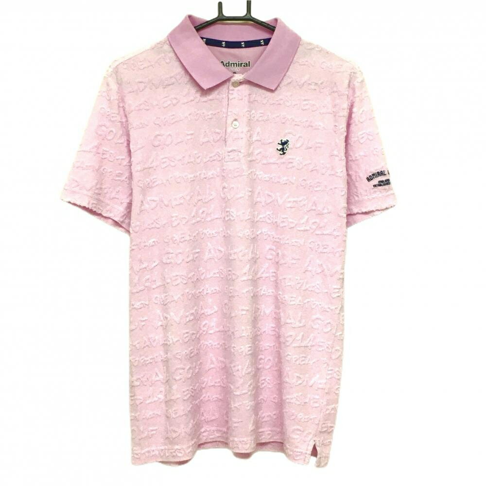 アドミラル 半袖ポロシャツ ピンク パイル地 ロゴ総柄 メンズ LL ゴルフウェア Admiral
