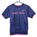 【超美品】パーリーゲイツ 半袖切替スニード パープルネイビー系×ピンク フロントロゴ レディース 1(M) ゴルフウェア PEARLY GATES