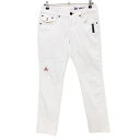 ルコックゴルフ パンツ 白×ネイビー ロゴ刺しゅう ストレッチ レディース 13 ゴルフウェア le coq sportif