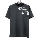 【超美品】キャロウェイ 半袖ハイネックシャツ 黒×白 ビッグロゴ メンズ M ゴルフウェア Callaway