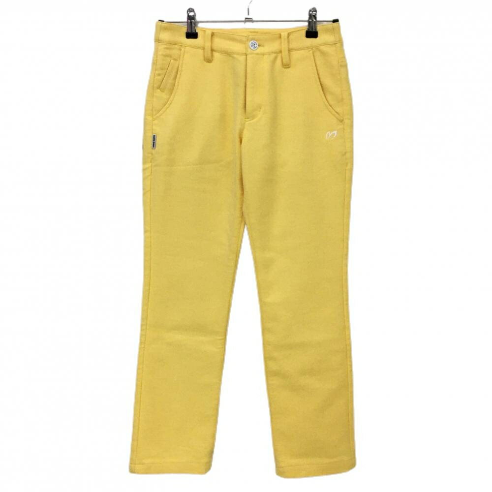 【美品】マスターバニー パンツ イエロー ロゴ刺しゅう白 レディース 0(S) ゴルフウェア MASTER BUNNY ..