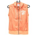【超美品】ゾーイ アウターベスト オレンジ 胸元ロゴ フード付き メッシュ裏地 レディース 38(M) ゴルフウェア ZOY