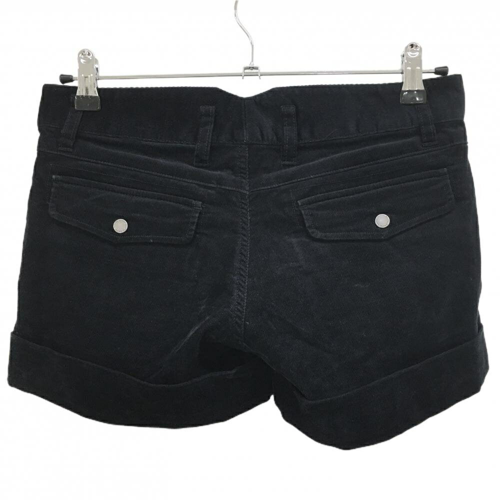 【美品】カッパ ショートパンツ 黒 ロゴ白 コーデュロイ生地 レディース 7 ゴルフウェア Kappa