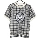 ジャックバニー 半袖スニード ライトグレー×ダークネイビー チェック フロントプリント メンズ 4(M) ゴルフウェア Jack Bunny(4)