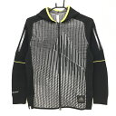 【美品】アディダス ニットジップパーカー 黒×白 身頃総柄 袖3ライン レディース L ゴルフウェア adidas