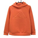 【新品】アディダス パーカー オレンジ ビッグロゴ ダンボールニット レディース XL ゴルフウェア adidas