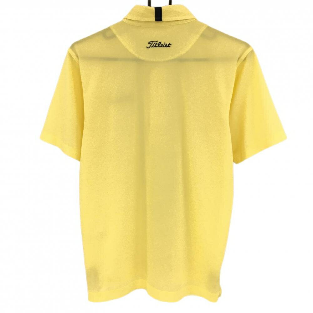 タイトリスト 半袖ポロシャツ イエロー×ネイビー ボタンダウン ネイビーライン メンズ M ゴルフウェア TITLEIST