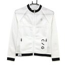 【新品】CPG ニットジャケット 白×黒 透かし編み 立体ロゴ レディース 1(S) ゴルフウェア 2024年モデル CPG