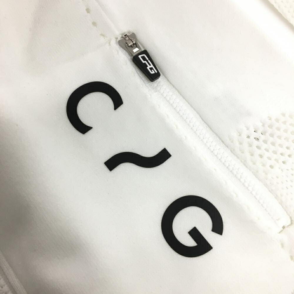 【新品】CPG ニットジャケット 白×黒 透かし編み 立体ロゴ レディース 1(S) ゴルフウェア 2024年モデル CPG