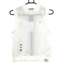 【新品】CPG ニットベスト 白 ロゴ黒 透かし編み 立体ロゴ レディース 2(M) ゴルフウェア 2024年モデル CPG