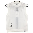 【新品】CPG ニットベスト 白 ロゴ黒 透かし編み 立体ロゴ レディース 3(L) ゴルフウェア 2024年モデル CPG