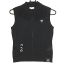 【新品】CPG ニットベスト 黒 ロゴ白 透かし編み 立体ロゴ レディース 1(S) ゴルフウェア 2024年モデル CPG