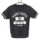 パーリーゲイツ 半袖ブルゾン ネイビー×ライトベージュ フロントロゴ サイドジップ レディース 1(M) ゴルフウェア PEARLY GATES