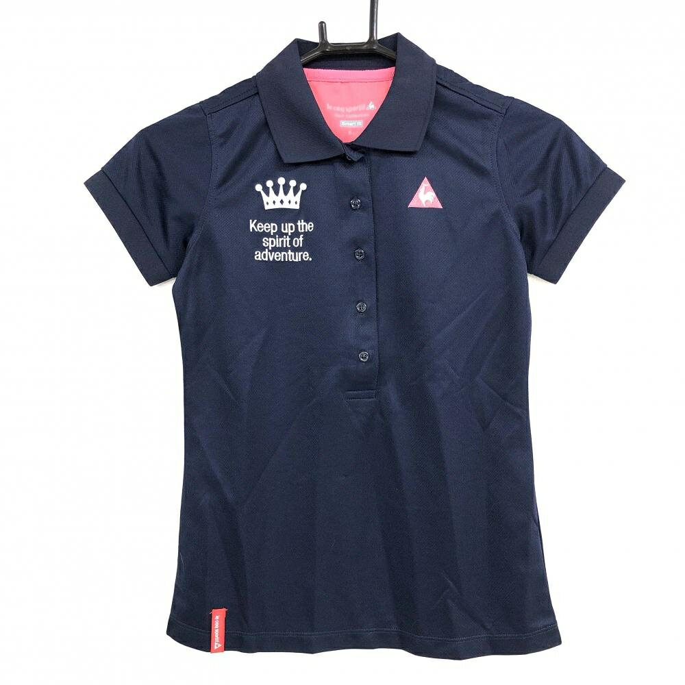 Le Coq - 【超美品】ルコック 半袖ポロシャツ ネイビー×白 背面ビッグロゴ レディース S ゴルフウェア le coq sportif