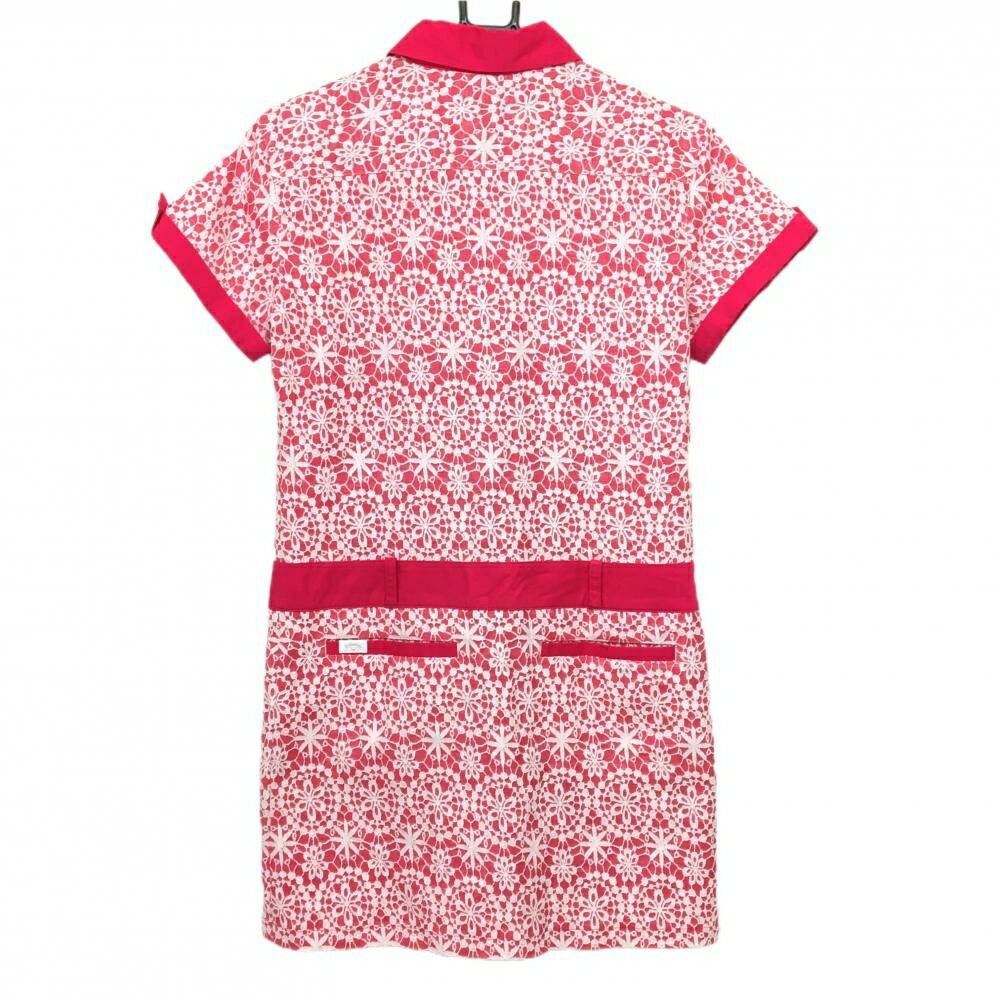 キャロウェイ 半袖ポロワンピース ピンク系×白 レース レディース M ゴルフウェア Callaway