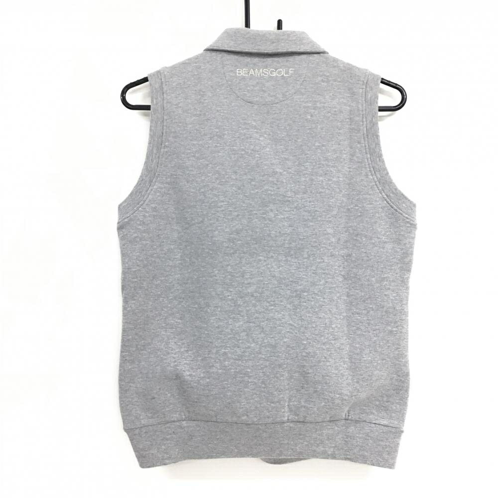 【美品】ビームスゴルフ 襟付きベスト 杢グレー スウェット生地 ロゴ刺しゅう レディース M ゴルフウェア BEAMS GOLF