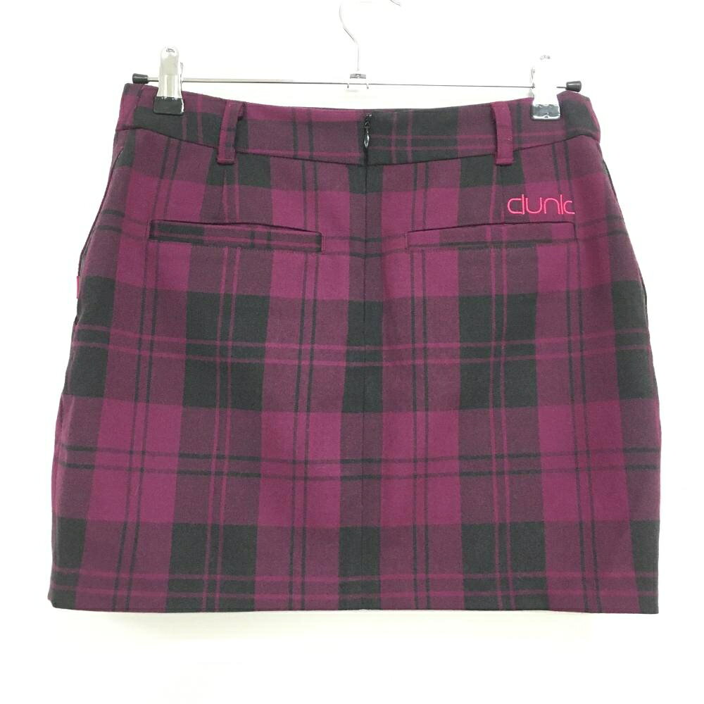 【美品】クランク スカート パープル×黒 チェック柄 バックロゴ 後ろファスナー レディース M ゴルフウェア CLUNK