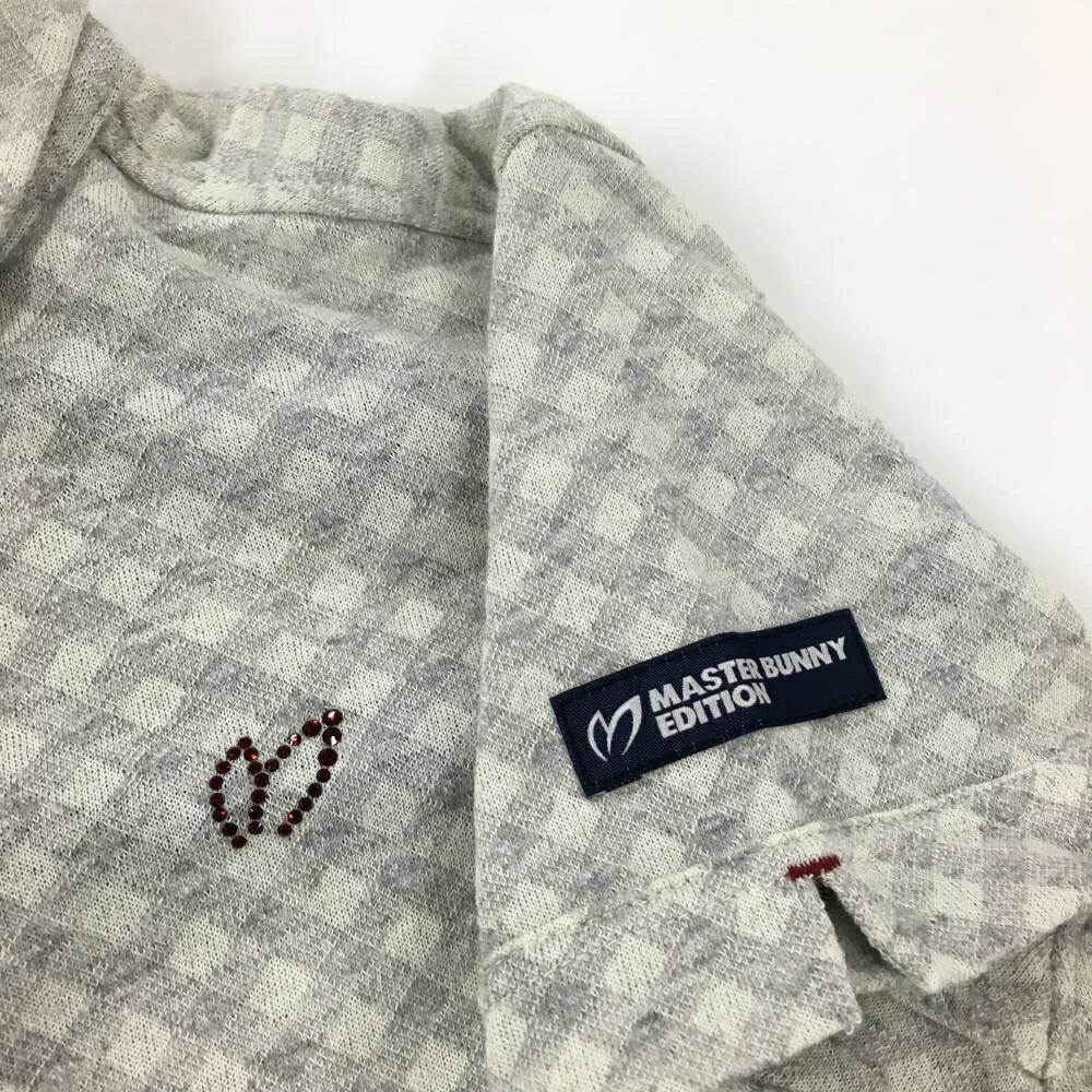 レオナード 楽天市場店の【超美品】マスターバニー 半袖ポロシャツ 杢ライトグレー 格子柄 ラインストーン レディース 0(S) ゴルフウェア MASTER BUNNY EDITION｜アングル3