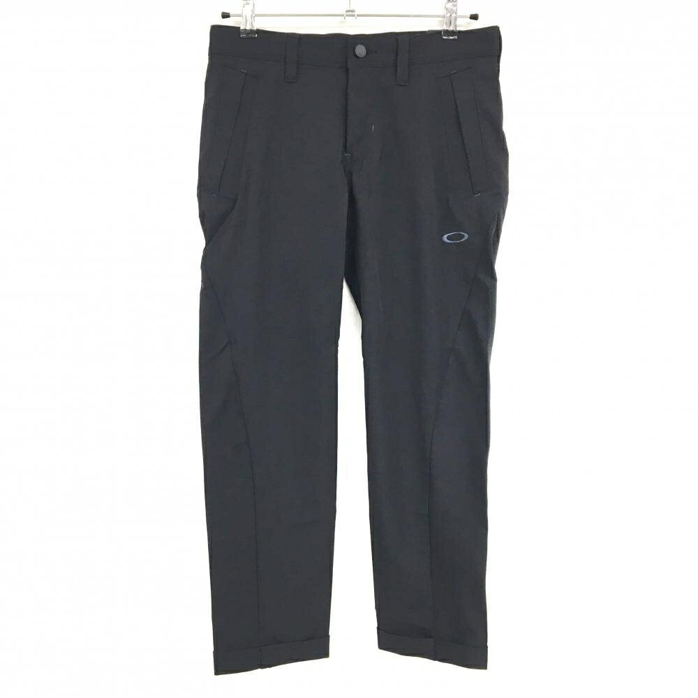 【新品】オークリー 半端丈パンツ 黒 ロゴグレー ティー装着可 吸汗速乾 ストレッチ メンズ 31 ゴルフウェア Oakley