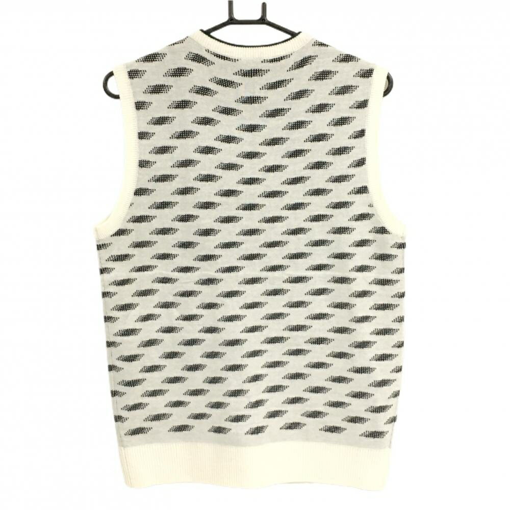 【新品】プーマ ニットベスト 白×黒 総柄 Vネック ウール混 メンズ L ゴルフウェア PUMA