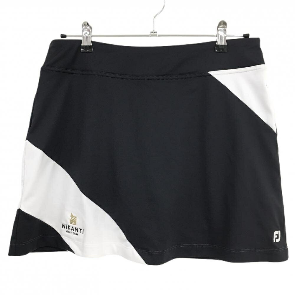 【超美品】フットジョイ スカート 黒×白 バイカラー 内側インナーパンツ NIKANTI GOLF レディース L ゴルフウェア FootJoy