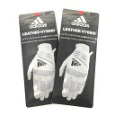 【新品】アディダス グローブ2点セット 白×ネイビー 左手用 LEATHER HYBRID メンズ 25CM ゴルフウェア adidas