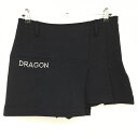 【美品】ダンスウィズドラゴン キュロットスカート 黒×白 ラインストーン レディース 2(M) ゴルフウェア Dance With Dragon