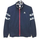 【超美品】ルコック ジャケット ネイビー 袖一部花柄 ストレッチ レディース M ゴルフウェア le coq sportif