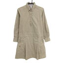 【美品】アシュワース コーデュロイワンピース ベージュ ボタンダウン ストレッチ レディース L ゴルフウェア ASHWORTH