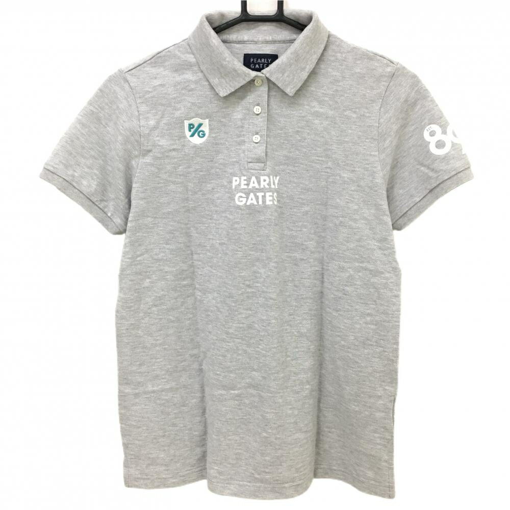 PEARLY GATES - 【超美品】パーリーゲイツ 半袖ポロシャツ 杢ライトグレー×白 レディース 2(L) ゴルフウェア 2023年モデル PEARLY GATES